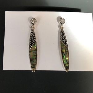 Crystal and Abalone Drop Dangle Earrings